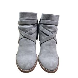 Sam Edelman Ankle Boots Womens 8M Merton Gray Suede Harness